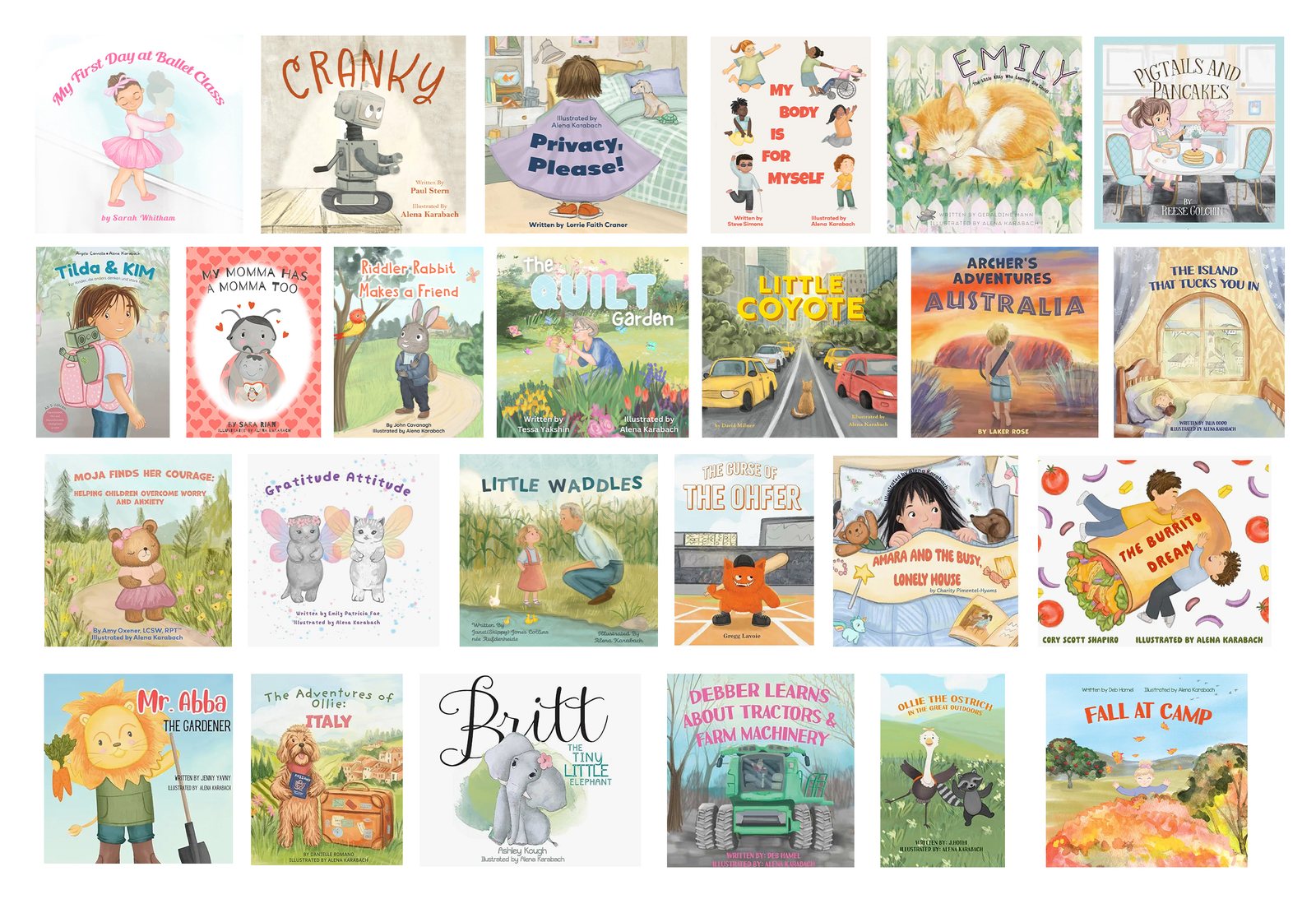 Covers of more than twenty picture books illustrated by Alena